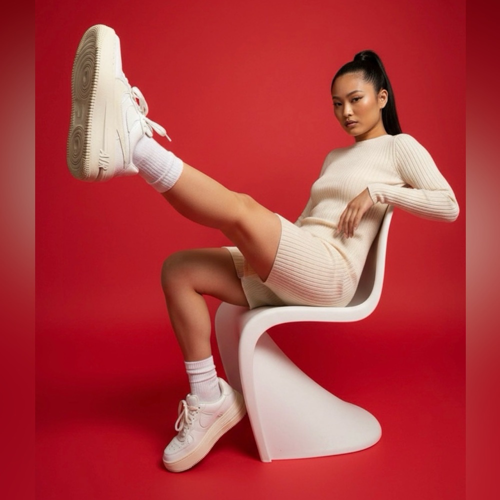Nike white AF1 platform